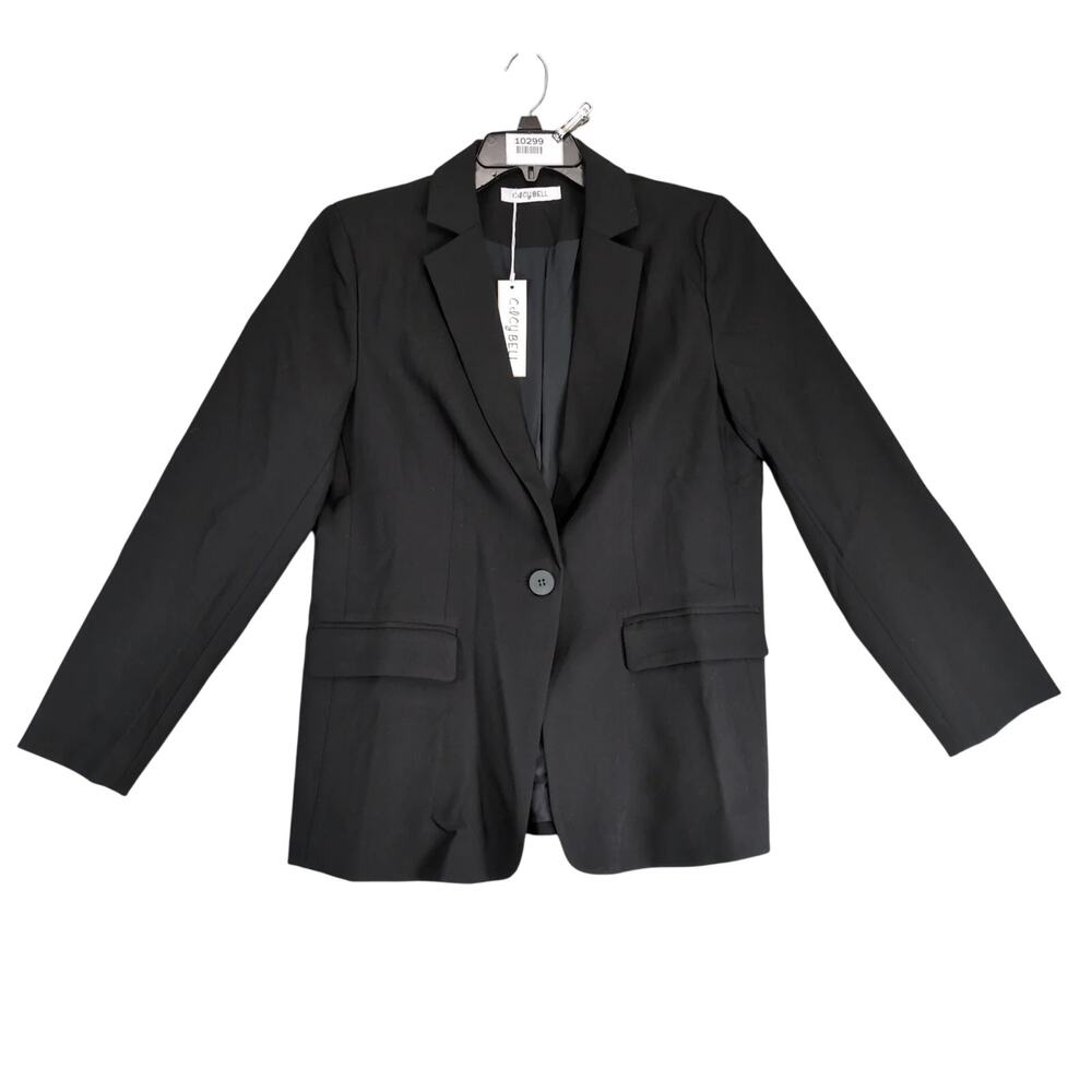 NWT Cicy‎ Bell Black Blazer Jacket Women's L Single Button Notched Lapel Preppy